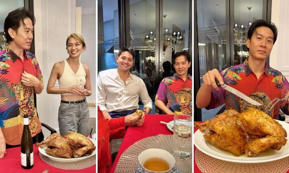 Actor Qi Yuwu celebrates birthday with Joanne Peh, Joseph Schooling and Thanksgiving turkey