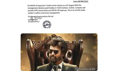 Construction company gives workers day off, tickets and cash for newly released Tamil movie