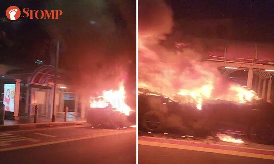 Car catches fire along Victoria Street