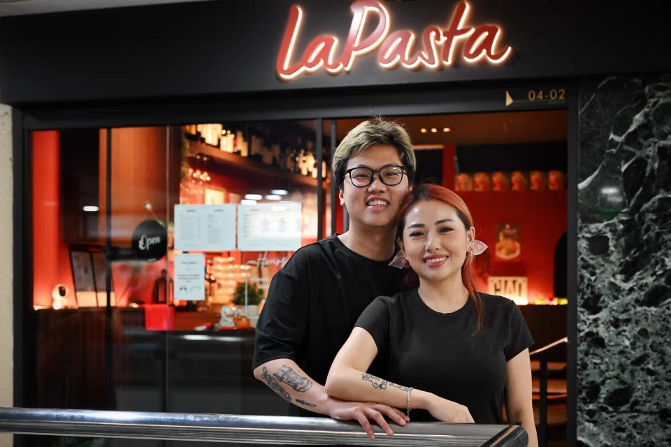 La Pasta owners Jordan Cheong and Sharin Lim have about 20 pasta dishes on their restaurant's menu.