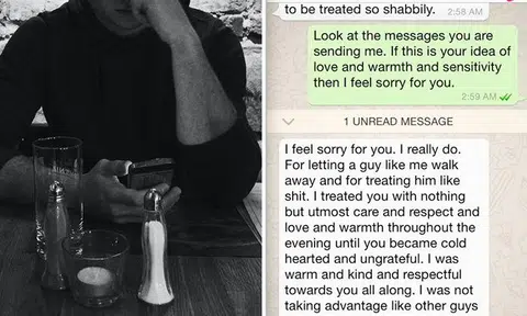 Date from hell tells girl how great he is and flames her, then apologises -- before doing it again