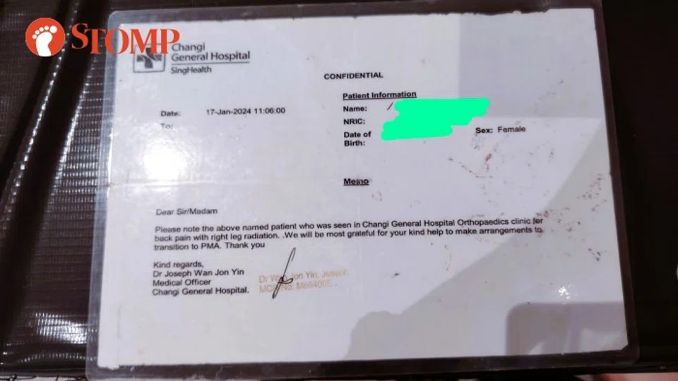 A doctor at Changi General Hospital Othopaedics clinic said Joey had