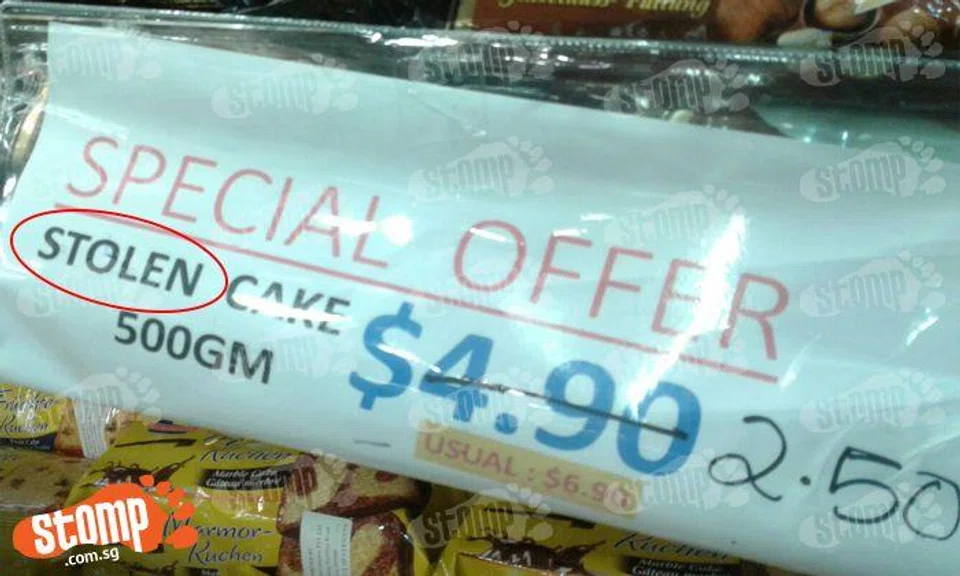 Anyone wants some 'stolen' cake from Mustafa Centre?