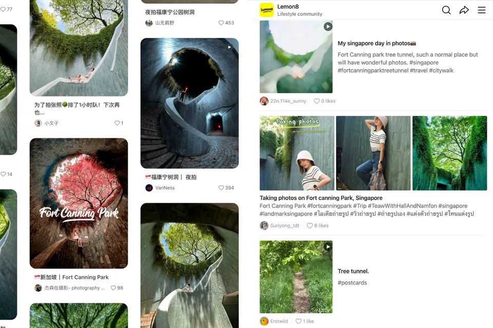 The tunnel has become a popular spot featured in many social media posts. SCREENGRAB: XIAOHONGSHU, LEMON8