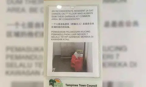 Frustrated Tampines resident puts up error-filled notice against dumping rubbish in common areas