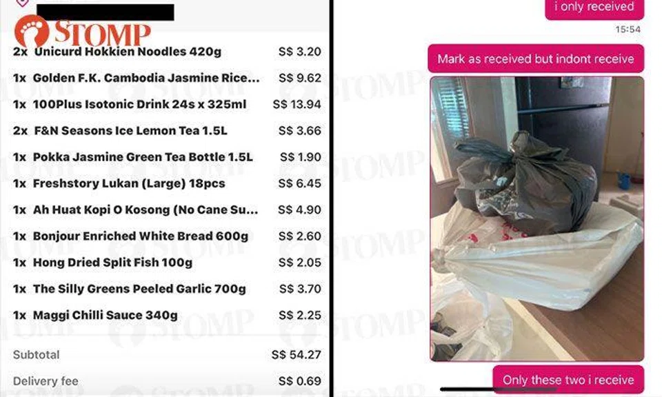 Customer receives only two out of 13 items from Pandamart, fails to get refund