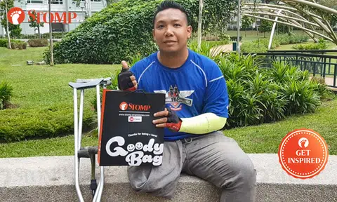 One-legged UberEATS rider receives Stomp Goody Bag for being an inspiration