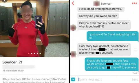 Girl goes ballistic on Tinder match just because he didn't read her profile