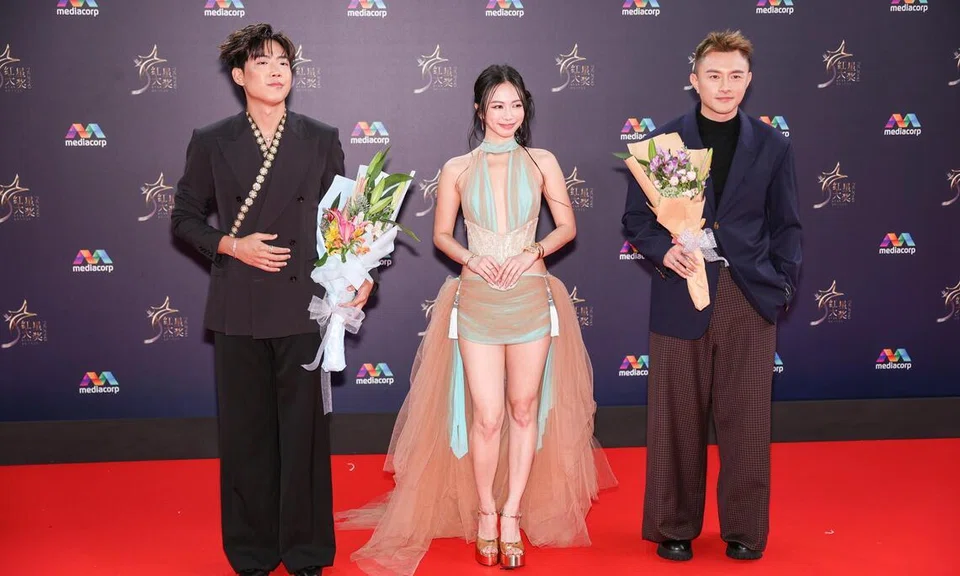Actress Bonnie Loo (middle) at the Star Awards at Mediacorp on April 19. 