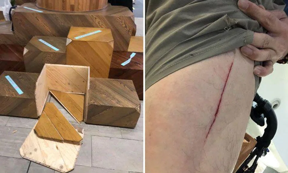 Shopper suffers injuries to thigh and back after wooden seat 'collapses' at Waterway Point
