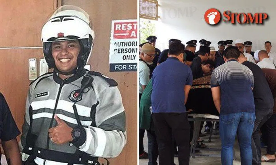 Family and friends gather at Blk 487A CCK Ave 5 to pay their last respects to TP officer who died in the line of duty