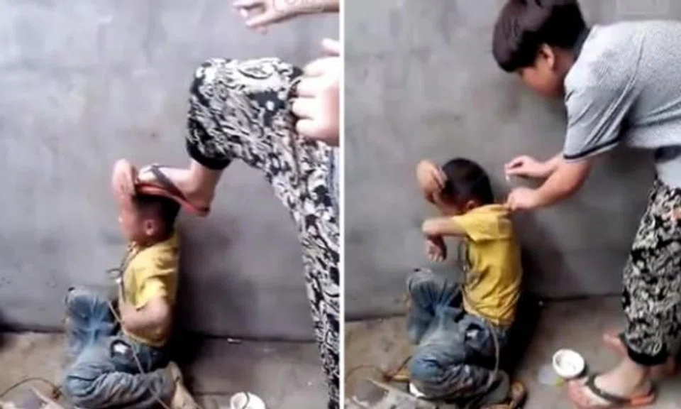 Teen bullies slap, kick and throw lit cigarettes at helpless boy 