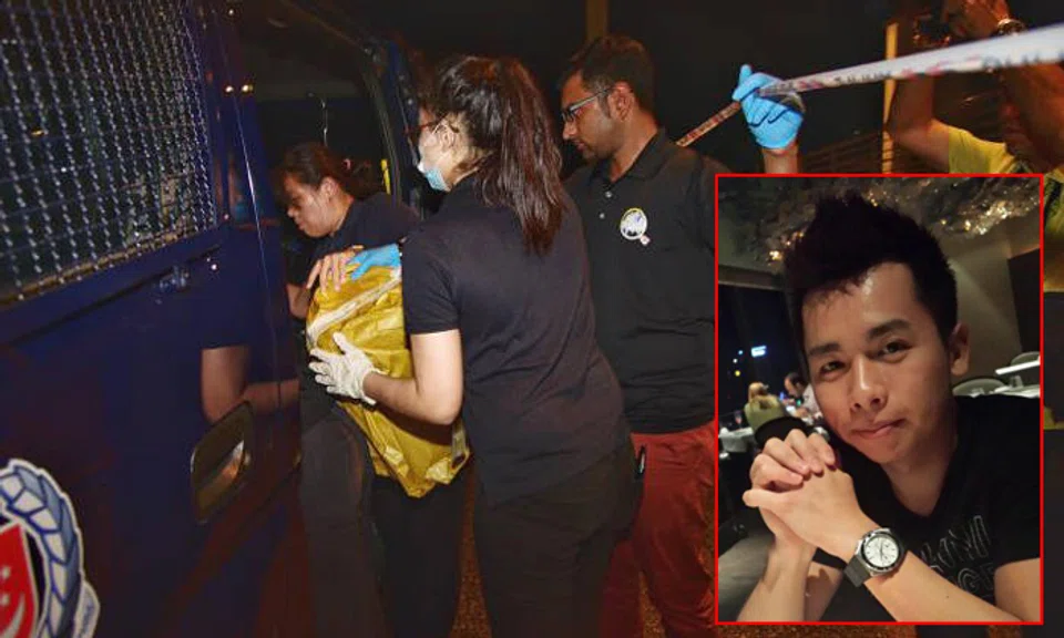 Mr Lin Xinjie (inset) was found dead with multiple slash wounds on his body on March 11, 2019.