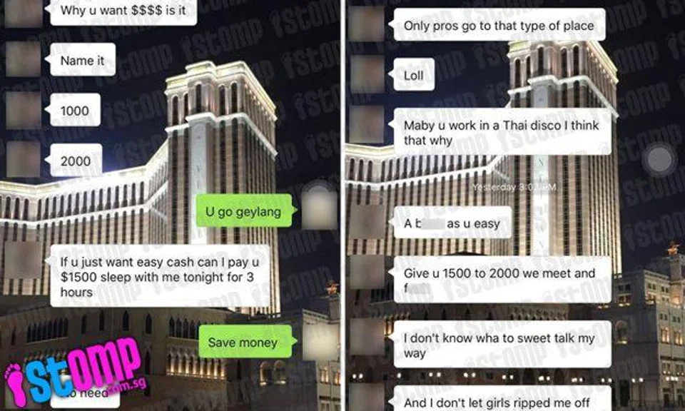 Man says woman 'looks like a prostitute', offers her up to $2,000 for sex