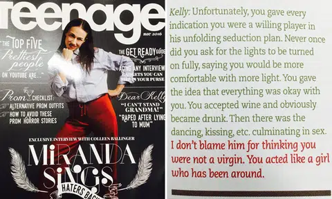 Local teen magazine slammed after columnist calls rape victim 'naive and inexperienced'