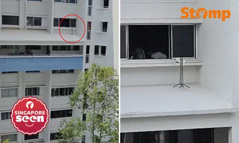 Iron rack left on Tampines HDB ledge for several days