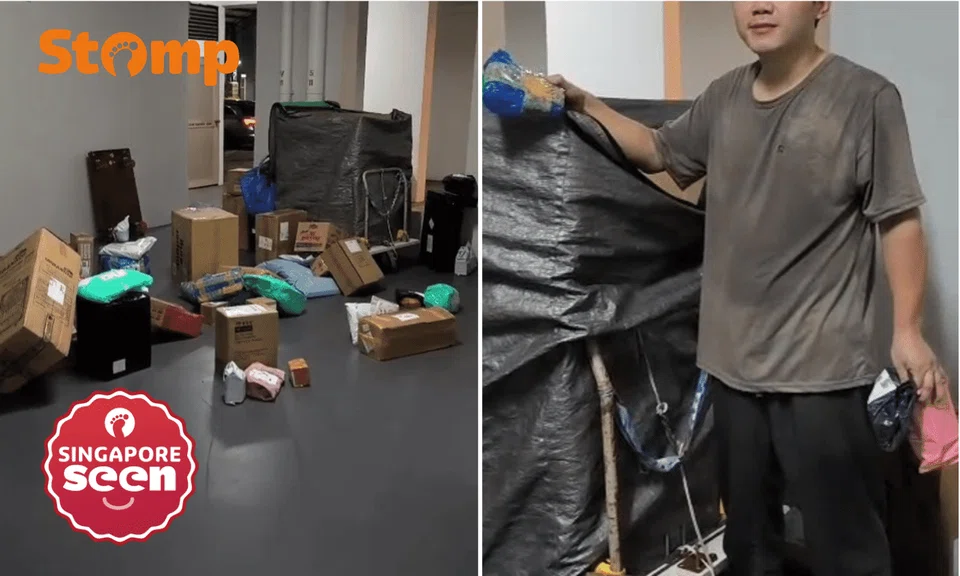 Man confronts delivery worker about parcels in Jurong West void deck
