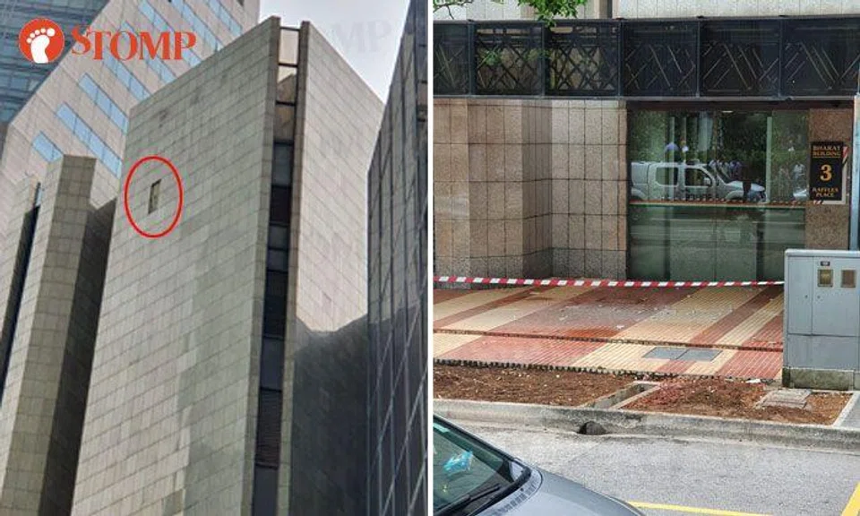 Stone cladding falls from 10-storey building at Raffles Place