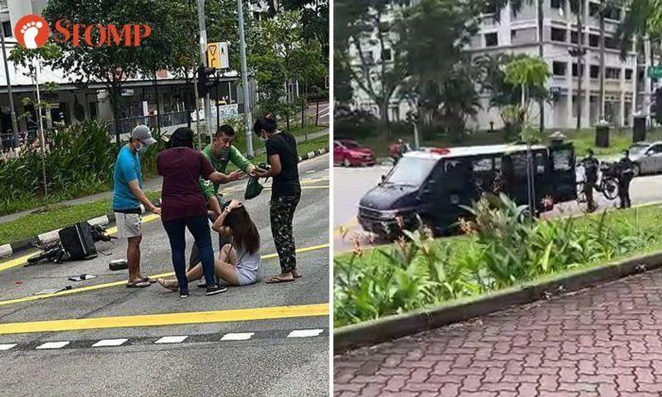 Woman taken to hospital after getting hit by e-bike in Hougang