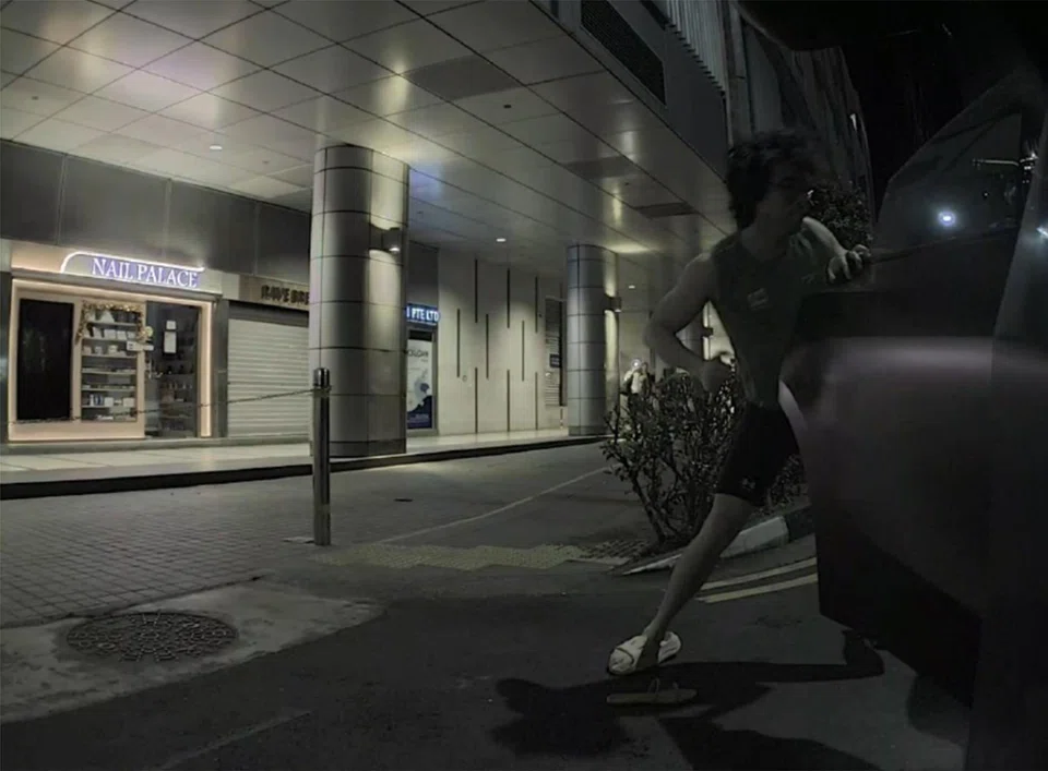 Chua Cheng Yu's in-car camera footage showed how he shoved his former girlfriend into his car and slammed the door shut. 