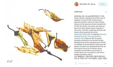 Grandfather learnt Instagram to draw for his grandchildren everyday