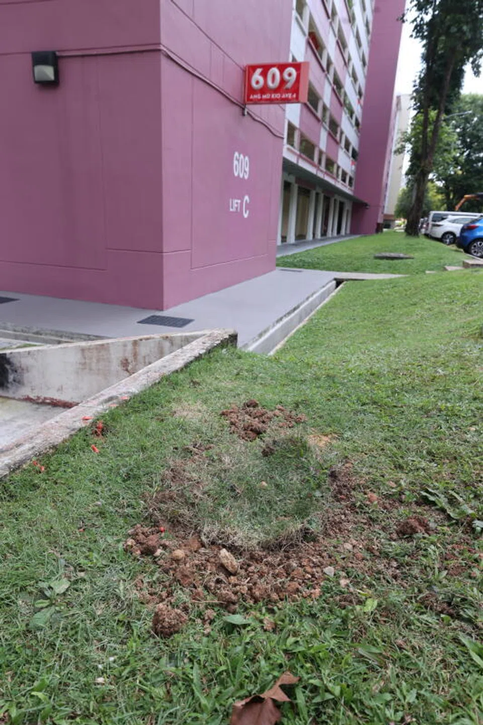 The hole had since been filled in by the next day,