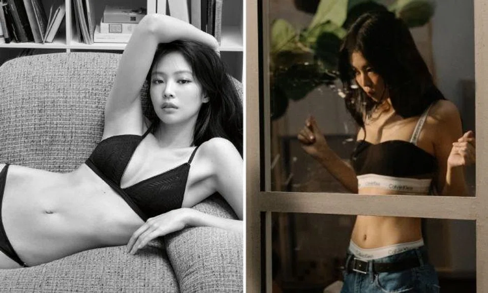 In sultry black-and-white pictures, Jennie flaunts two-piece Calvin Klein undergarments and denim pieces.