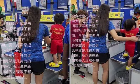 Netizens slam woman who let toddler stand on checkout counter: 'It's inconsiderate and unhygienic'