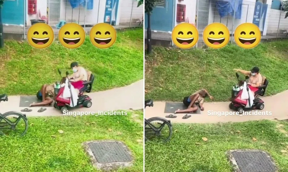 pma user stranded after man sprawled on ground blocks footpath