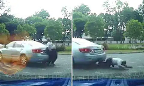 Driver knocks down security guard after "blindly" reversing into him