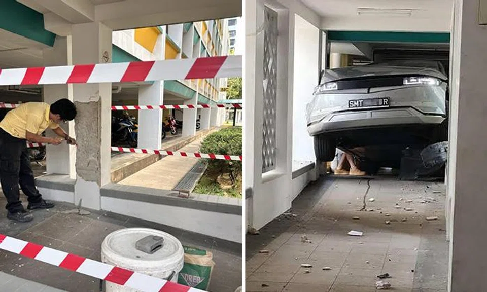 'This is not a McDonald's drive-thru': Car crashes into entrance of covered walkway in Toa Payoh
