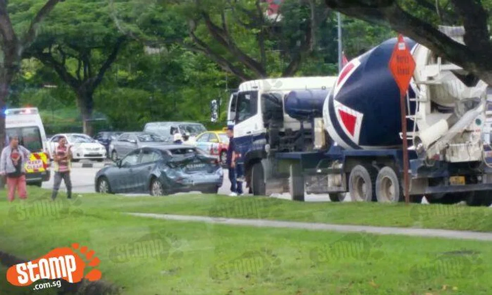 2 car passengers aged 1 and 9 sent to hospital after accident with cement truck