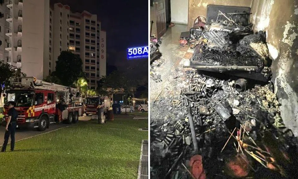 SCDF posted on Facebook that it was alerted to the fire at Block 508A Wellington Circle at 1.40am.
