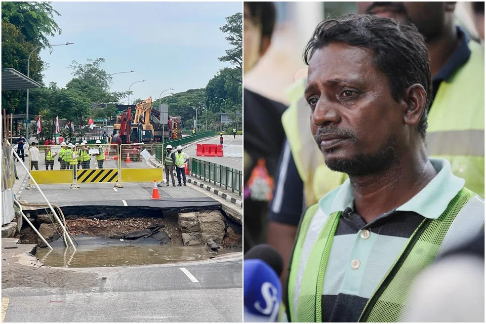 Construction site foreman Pitchai Udaiyappan Subbiah gave instructions to three other workers to toss the woman some rope so they could pull her out.
