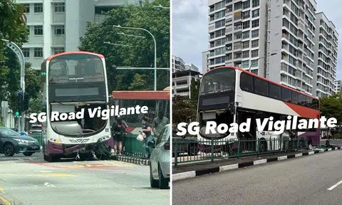 Bus skids and crashes into divider in Tampines, 8 people taken to hospital