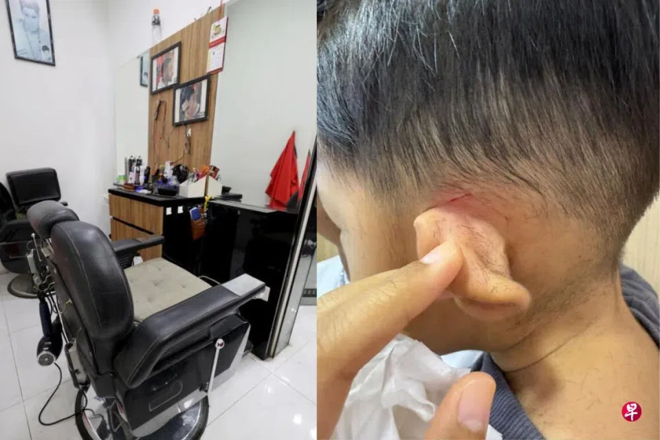 A visit to the hairdresser left a visible wound behind the ear of a toddler.