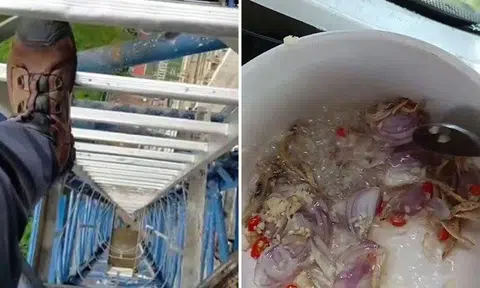 TikTok-viral crane operator shows how he cooks and works 40 metres up in the sky
