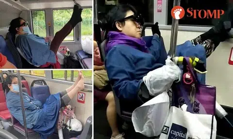 She's back: Woman on bus removes shoes and puts feet up on window, shocking other passengers