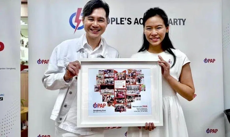 Mrs Bernadette Giam has been appointed as the new chairperson of its Sengkang East branch, replacing outgoing Mr Marcus Loh (left). 