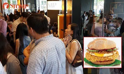 Crowds flock to McDonald's for a taste of its new nasi lemak burger