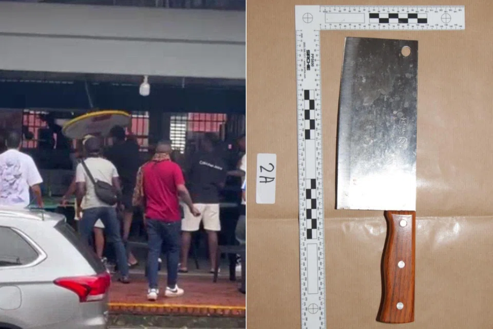 A cleaver, believed to be a weapon used in the fight, was seized.