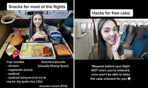 Ex-SIA girl reveals what free food and drink you can get on economy flights