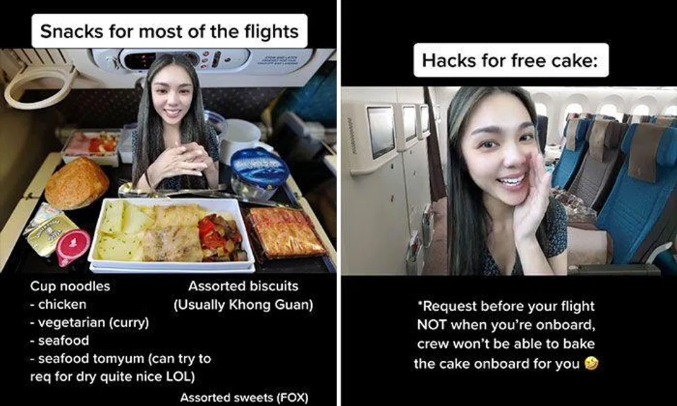 Ex-SIA girl reveals what free food and drink you can get on economy flights