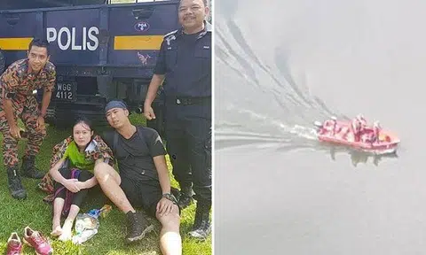Both Mr Tan (second from right) and Ms Lum Jie (second from right) were rescued on Thursday. Photo: Facebook