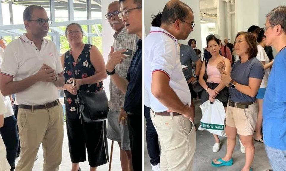 About 50 residents of Punggol Point Cove gathered as Pasir Ris-Punggol GRC MP Janil Puthucheary conducted a walkabout in their new neighbourhood on June 29.