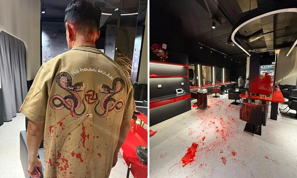 Masked men throw red paint at Johor Bahru hair salon