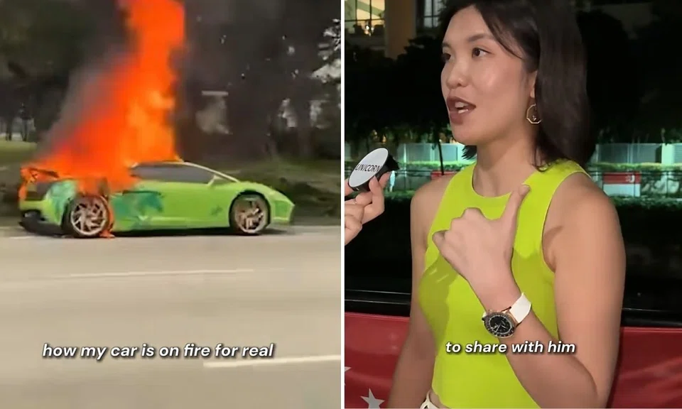 owner’s calm reaction to lamborghini catching fire on ECP goes viral