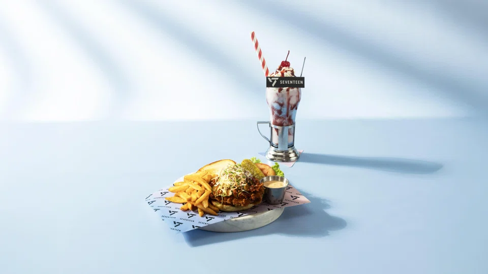 Black Tap Craft Burgers & Beer's Stage Heat, Smooth Encore set brings together its K-Town Fried Chicken Burger and The New Shake. PHOTO: MARINA BAY SANDS