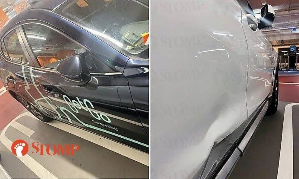 The Stomper shared photos of the undamaged black GetGo Mazda car and a photo of the damage to the other car, which looks more like a minor dent than a scratch.