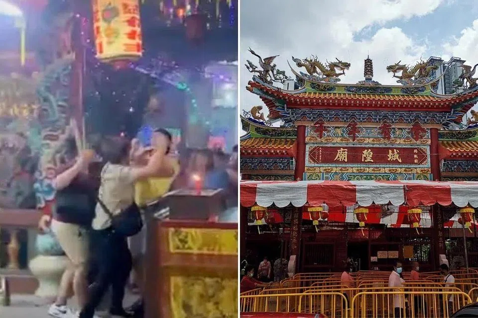 A misunderstanding at Yang Tao Yuan Sheng Hong Temple in Pandan Gardens on the first day of Chinese New Year led to a devotee allegedly attacking a temple volunteer.